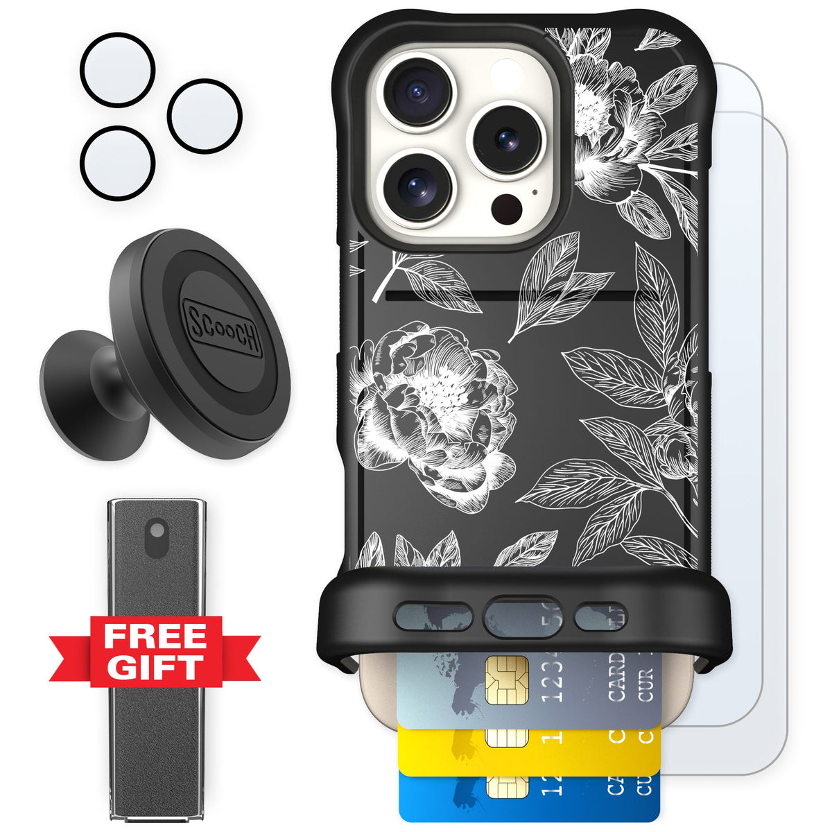 Scooch Wingmate Chinoiserie for iPhone 16 Pro — Defender Bundle