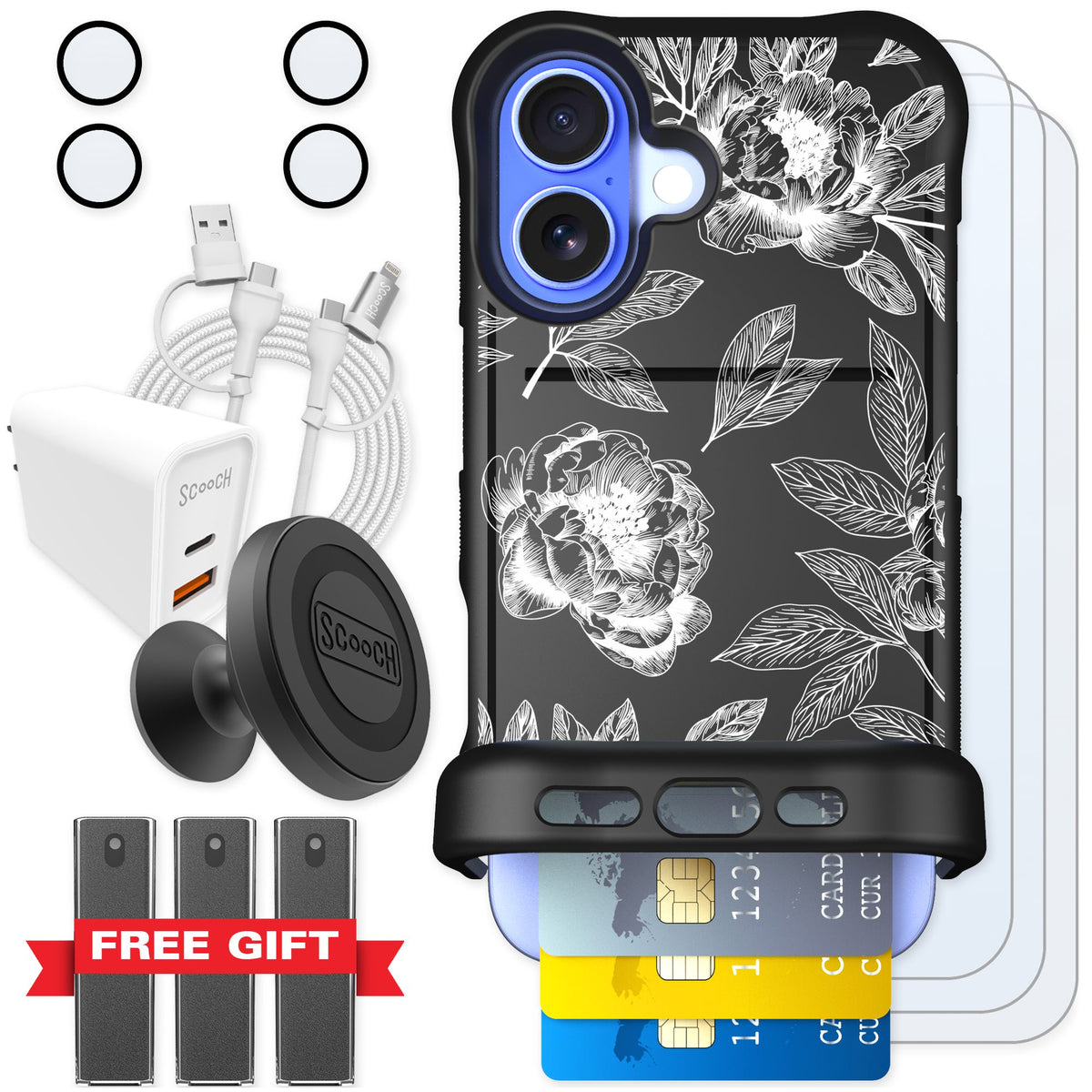 Scooch Wingmate Chinoiserie for iPhone 16 — Ultimate Bundle