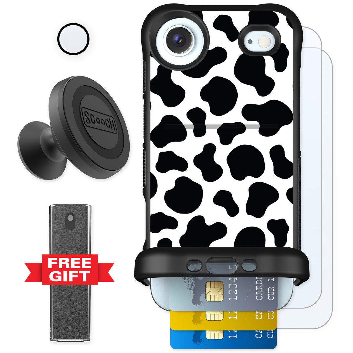 Scooch Wingmate Cow Print for iPhone Air — Defender Bundle