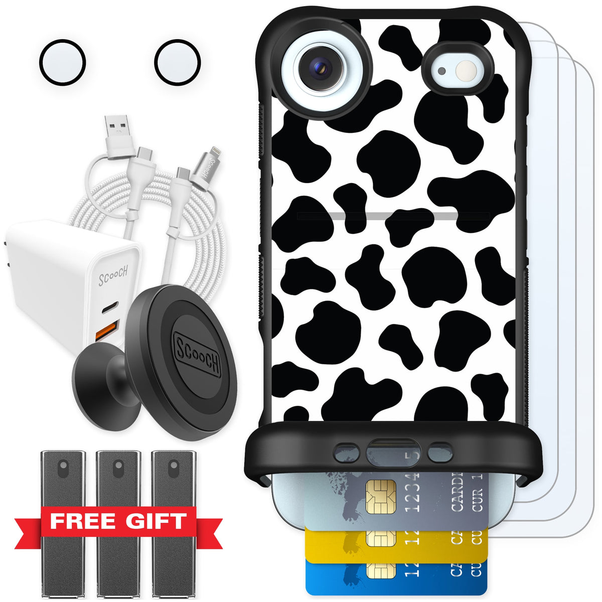 Scooch Wingmate Cow Print for iPhone Air — Ultimate Bundle
