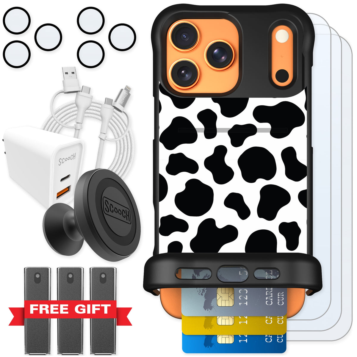 Scooch Wingmate Cow Print for iPhone 17 Pro Max — Ultimate Bundle