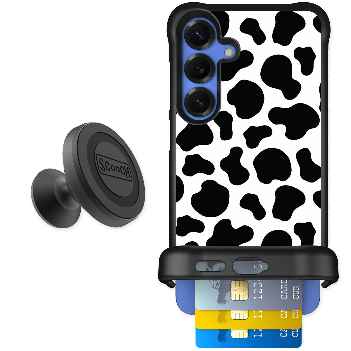 Scooch Wingmate Cow Print for Galaxy S25+ — Starter Bundle