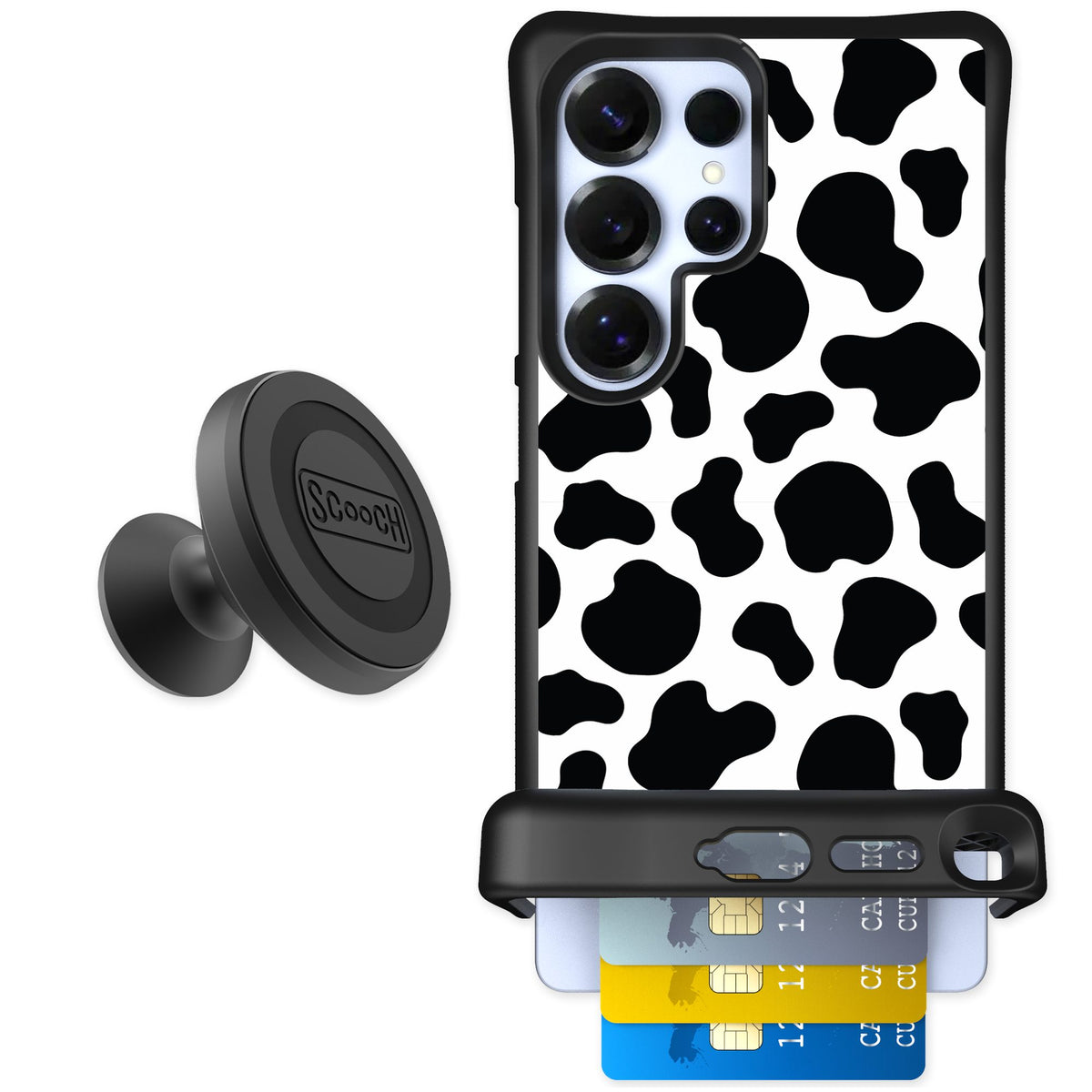 Scooch Wingmate Cow Print for Galaxy S25 Ultra — Starter Bundle