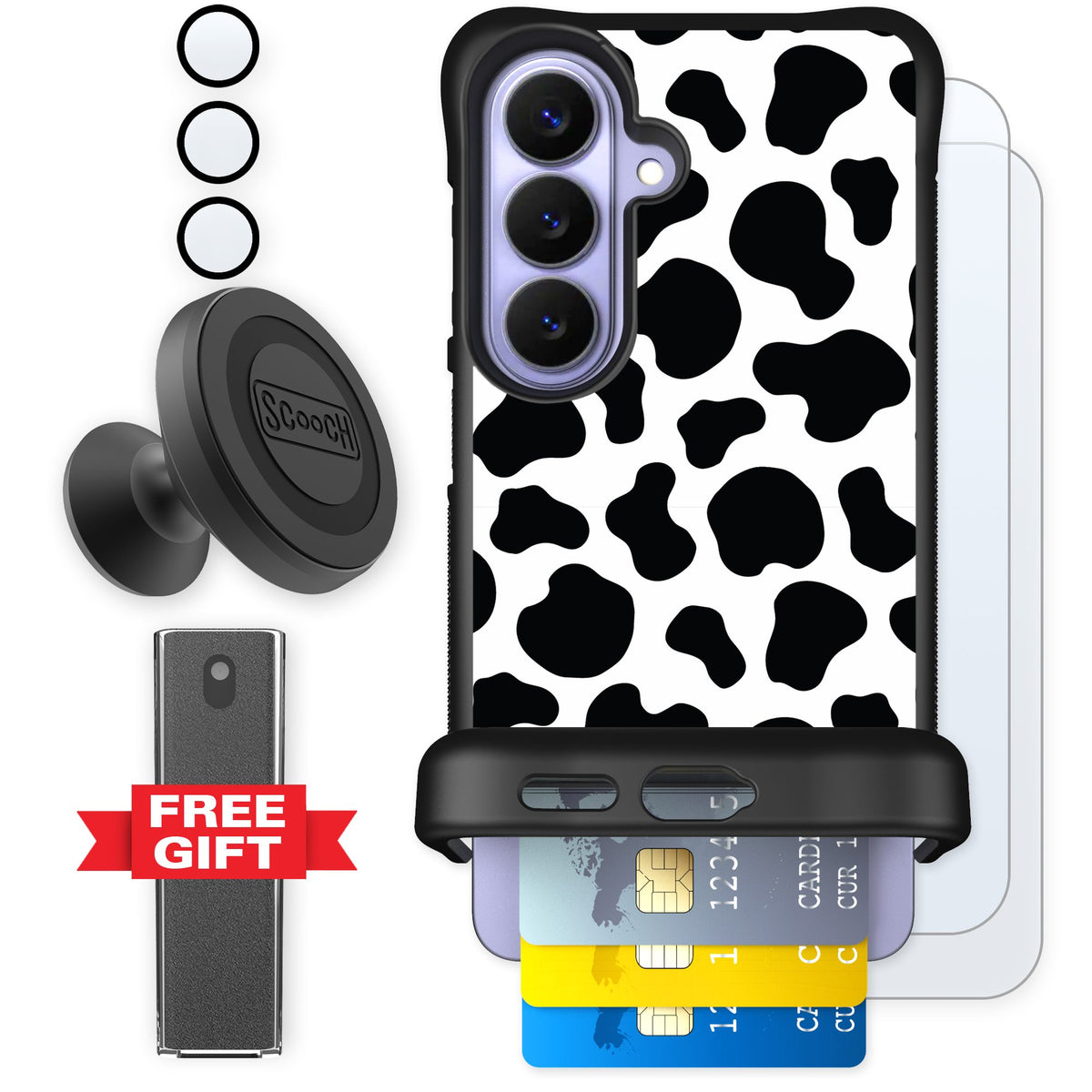 Scooch Wingmate Cow Print for Galaxy S26 — Defender Bundle