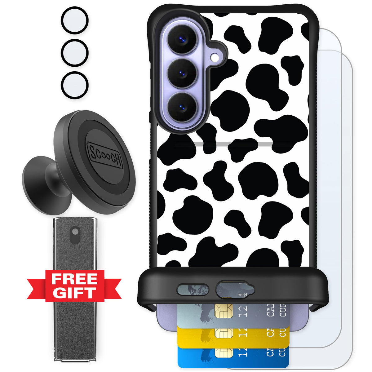 Scooch Wingmate Cow Print for Galaxy S26+ — Defender Bundle
