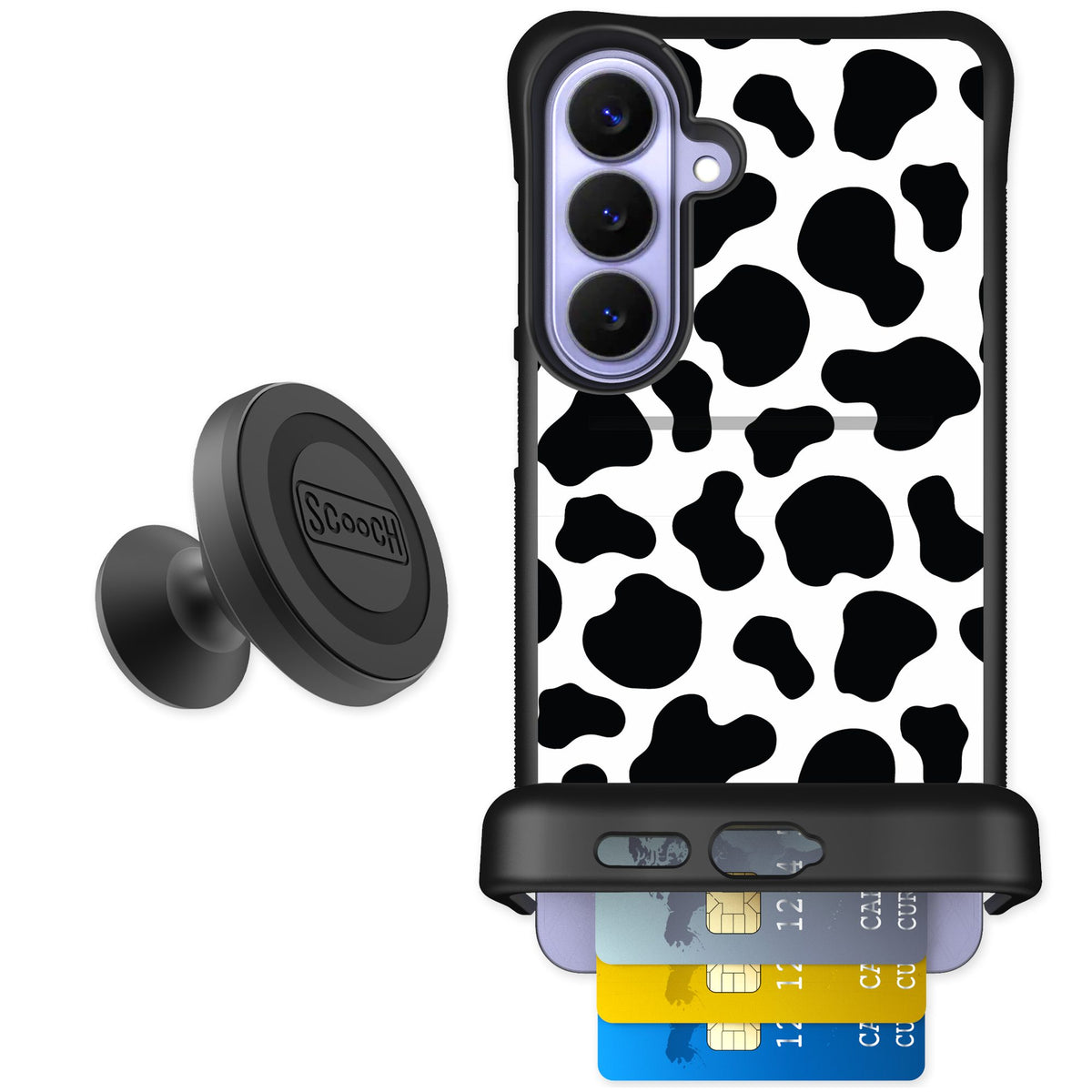 Scooch Wingmate Cow Print for Galaxy S26+ — Starter Bundle