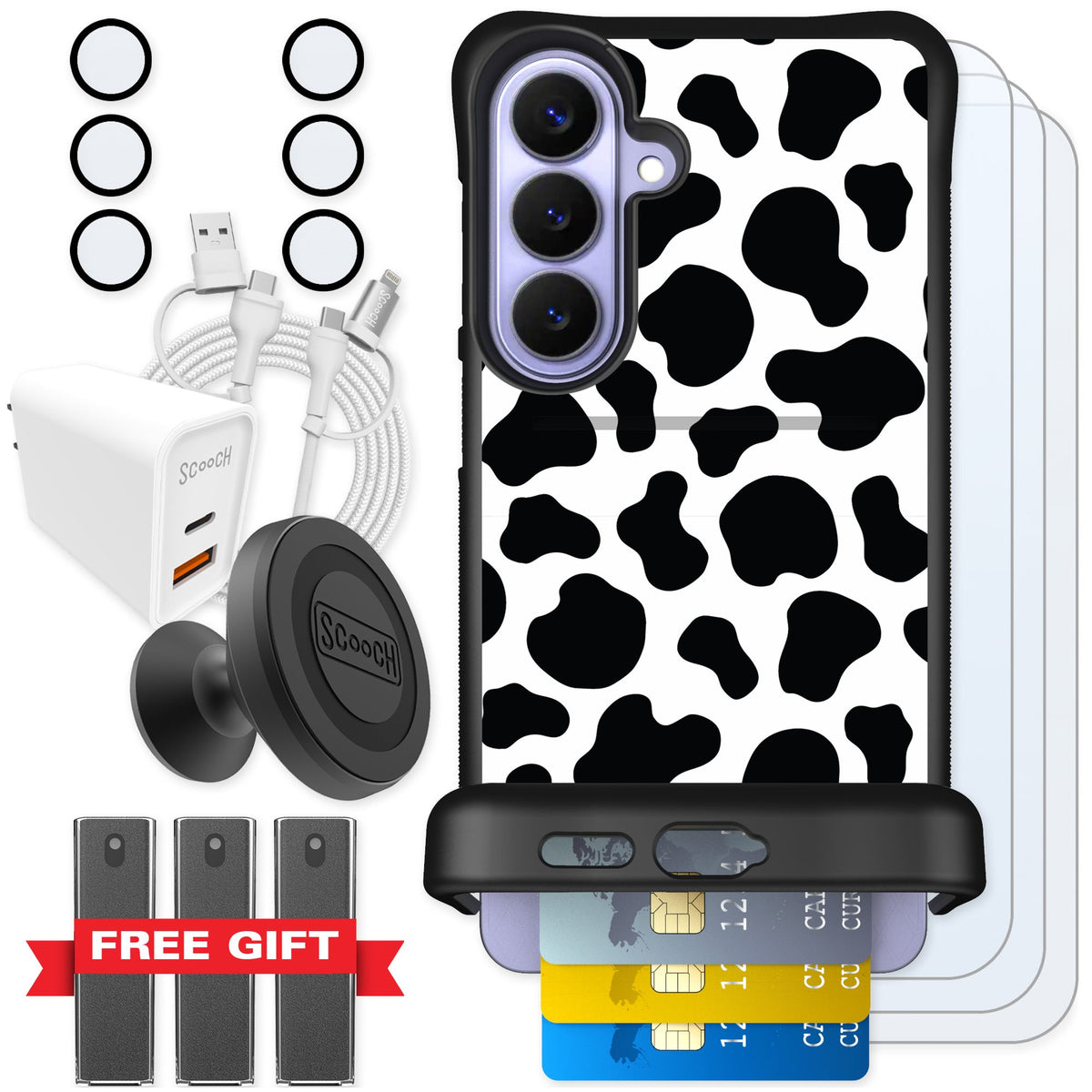 Scooch Wingmate Cow Print for Galaxy S26+ — Ultimate Bundle