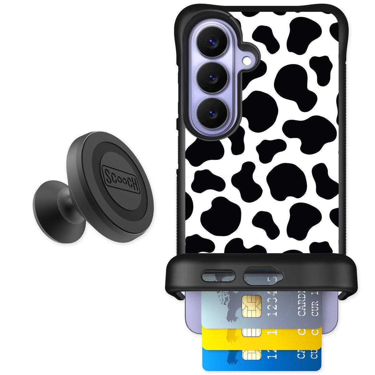 Scooch Wingmate Cow Print for Galaxy S26 — Starter Bundle