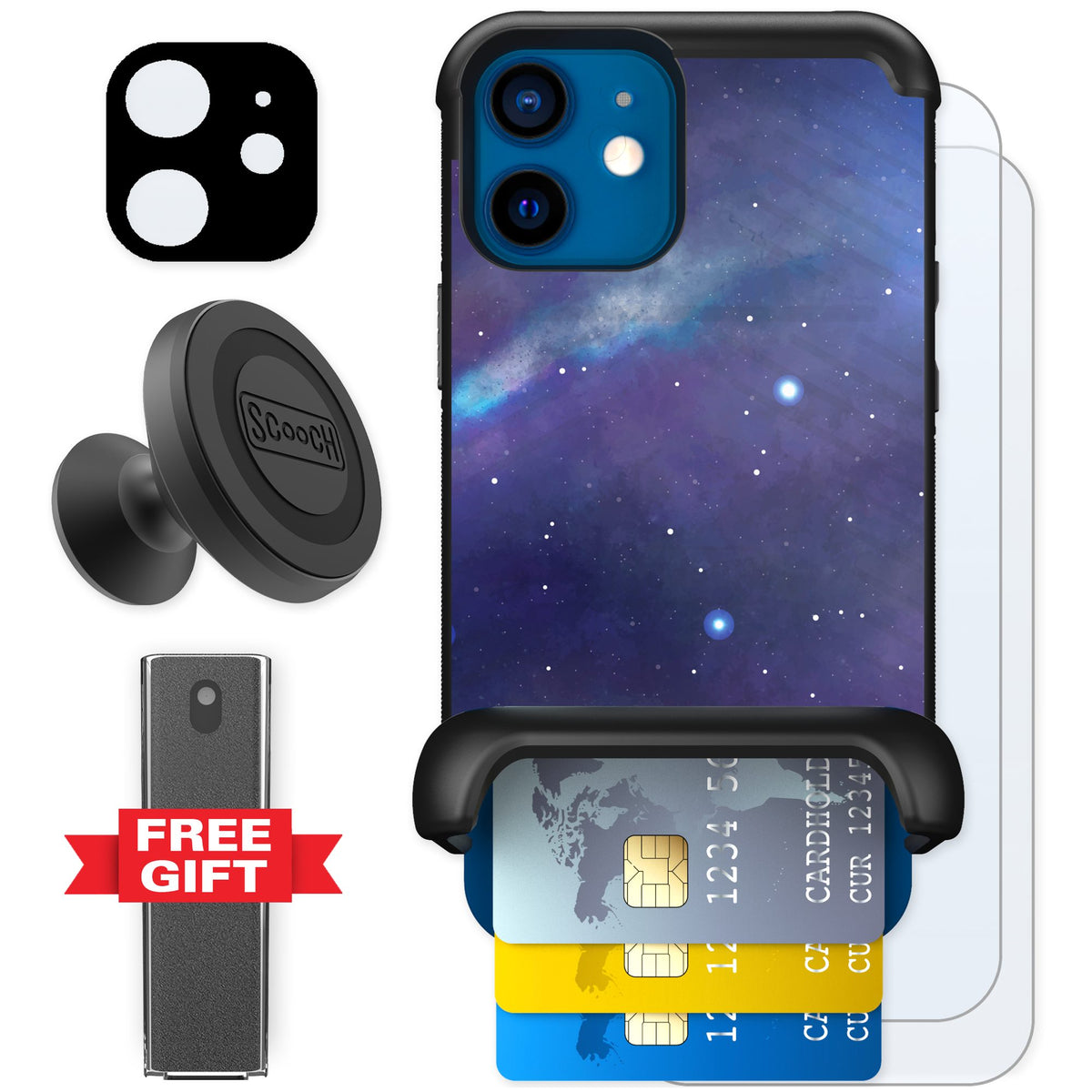 Scooch Wingmate Galaxy for iPhone 12 mini — Defender Bundle
