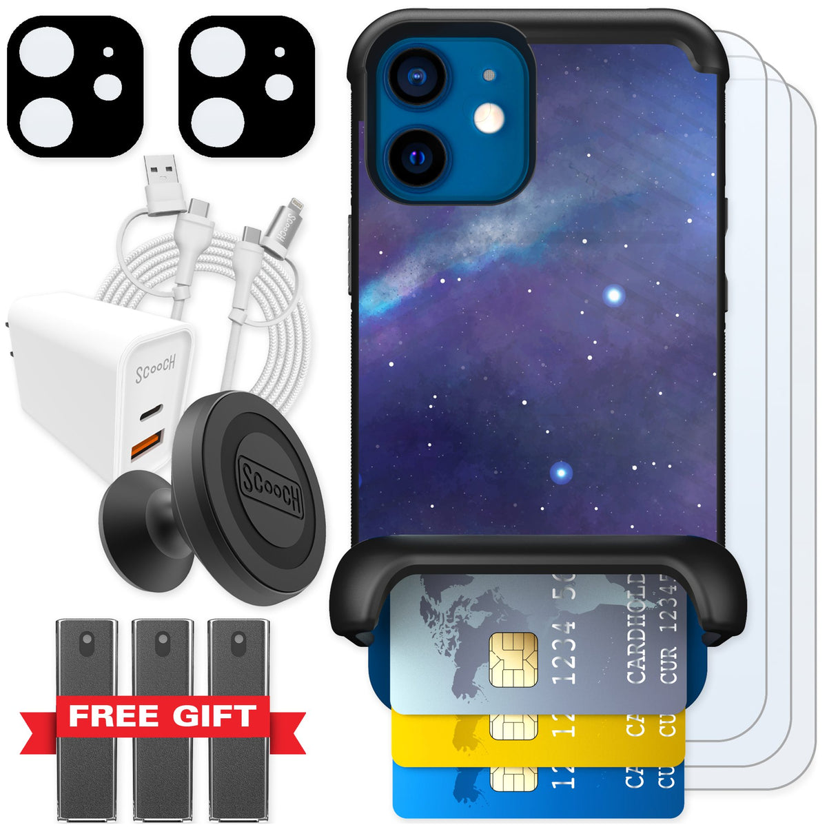 Scooch Wingmate Galaxy for iPhone 12 mini — Ultimate Bundle