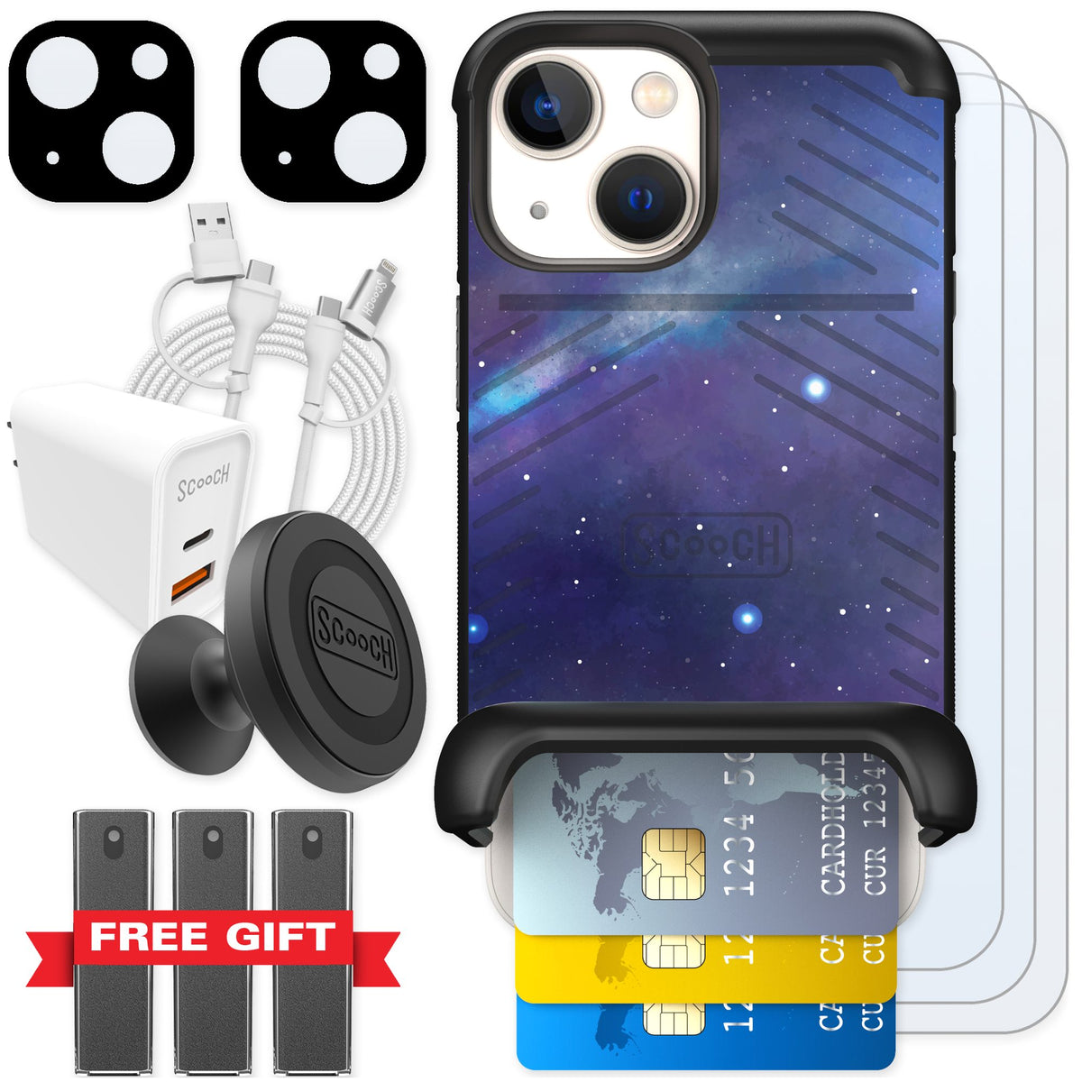 Scooch Wingmate Galaxy for iPhone 13 mini — Ultimate Bundle