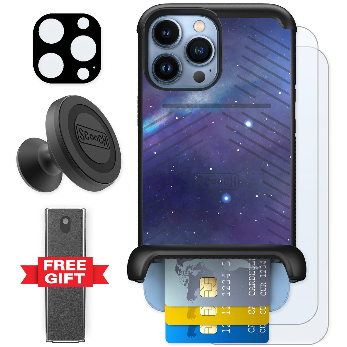 Scooch Wingmate Galaxy for iPhone 13 Pro Max — Defender Bundle