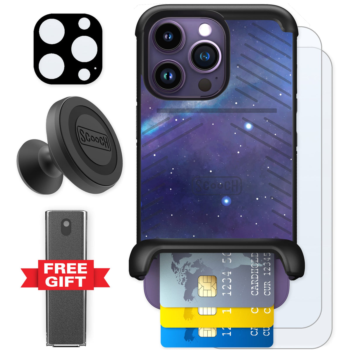 Scooch Wingmate Galaxy for iPhone 14 Pro — Defender Bundle