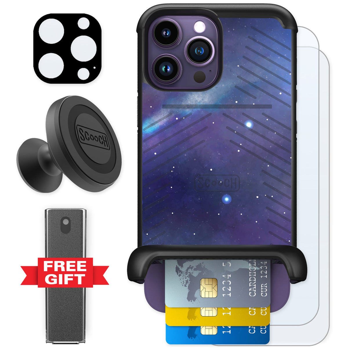 Scooch Wingmate Galaxy for iPhone 14 Pro Max — Defender Bundle