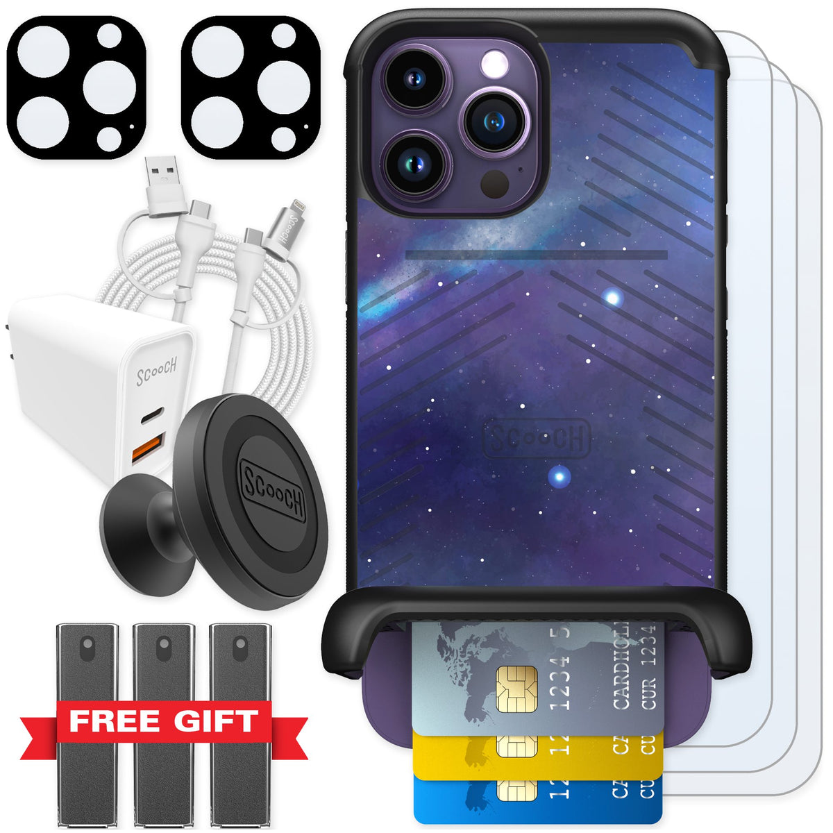 Scooch Wingmate Galaxy for iPhone 14 Pro Max — Ultimate Bundle