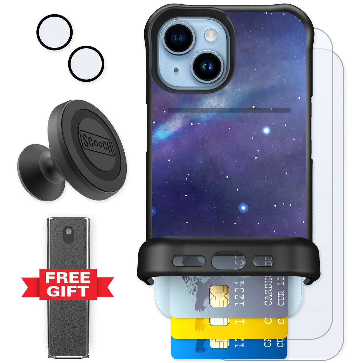Scooch Wingmate Galaxy for iPhone 15 — Defender Bundle