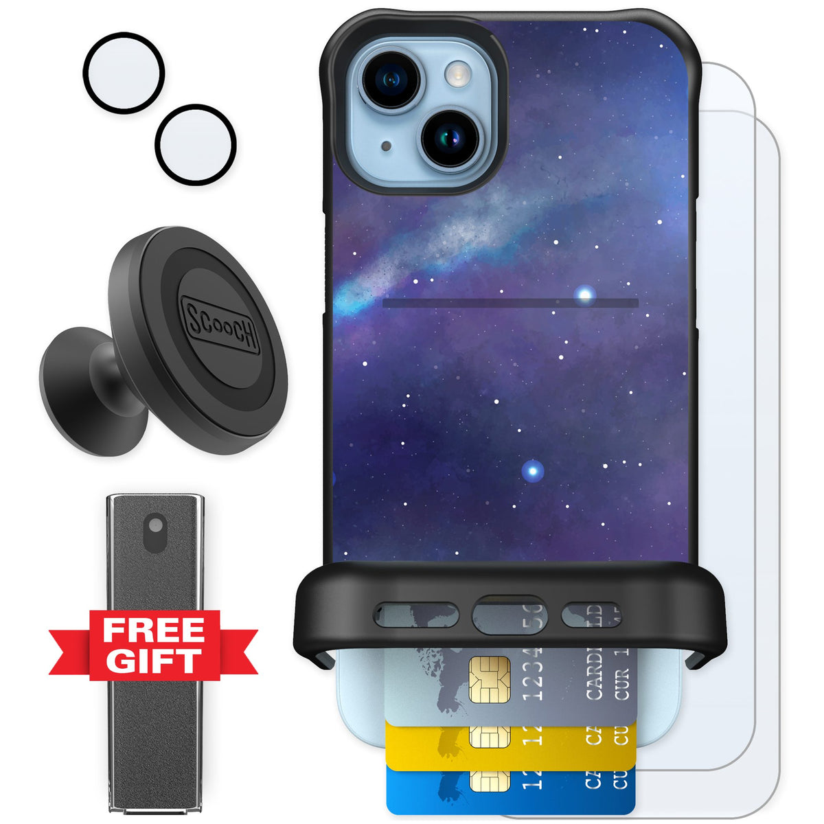 Scooch Wingmate Galaxy for iPhone 14 Plus — Defender Bundle