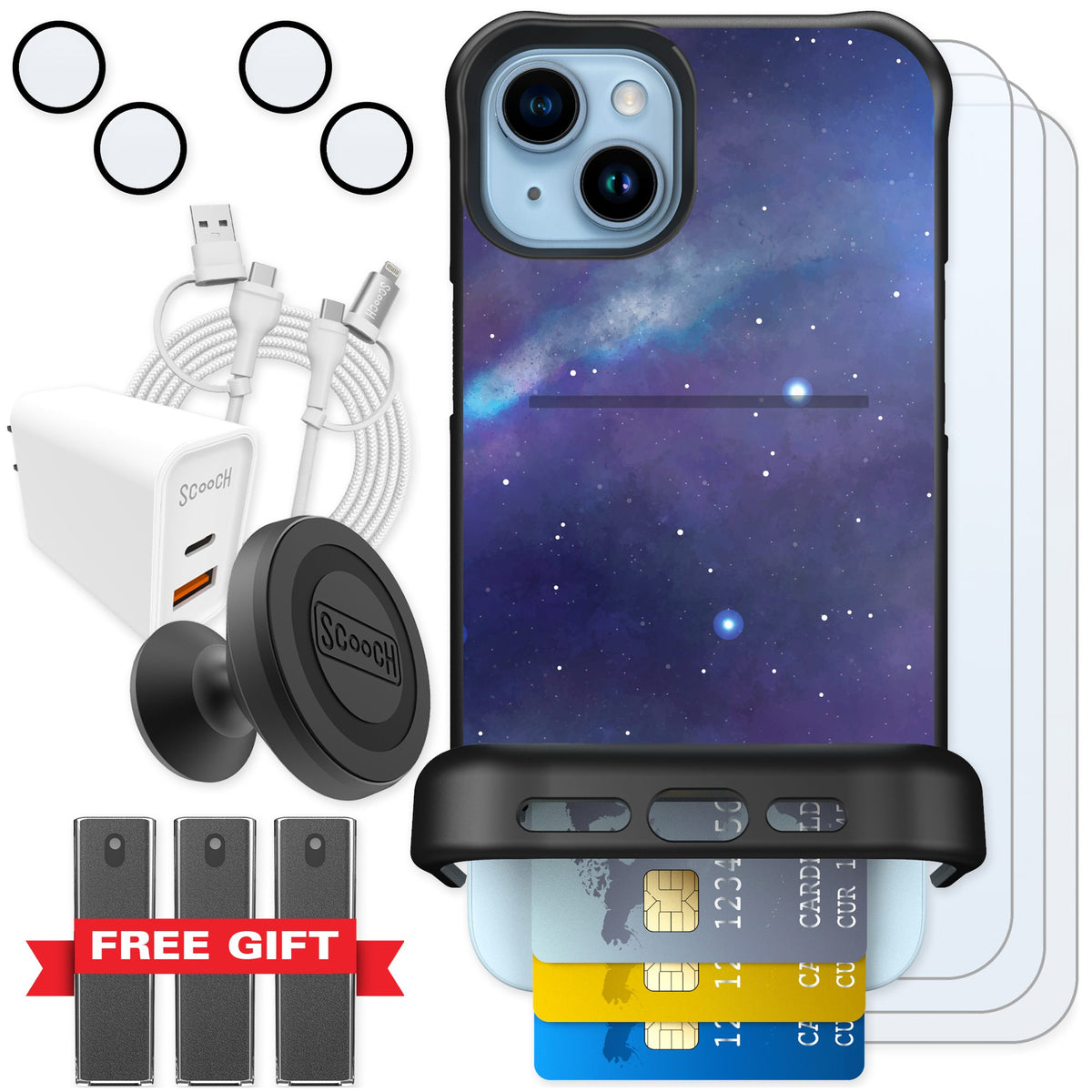 Scooch Wingmate Galaxy for iPhone 14 Plus — Ultimate Bundle