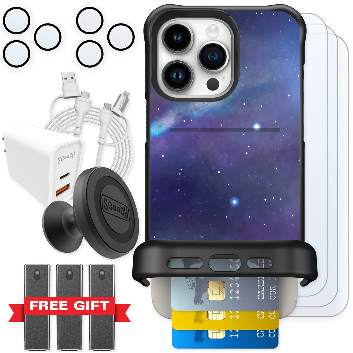 Scooch Wingmate Galaxy for iPhone 15 Pro Max — Ultimate Bundle
