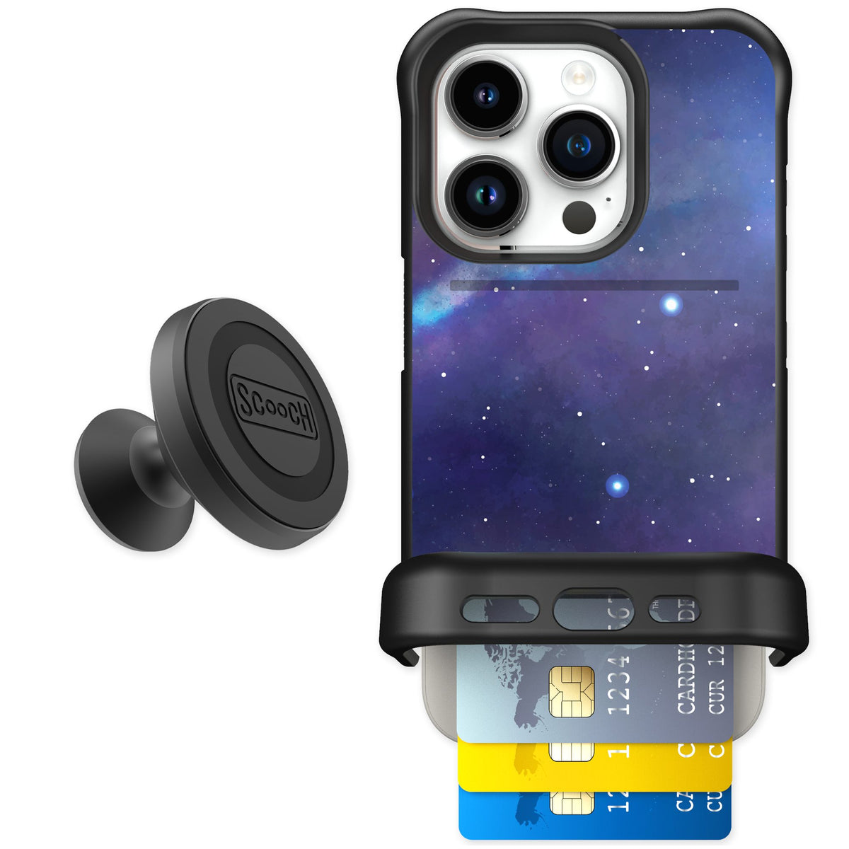 Scooch Wingmate Galaxy for iPhone 15 Pro — Starter Bundle