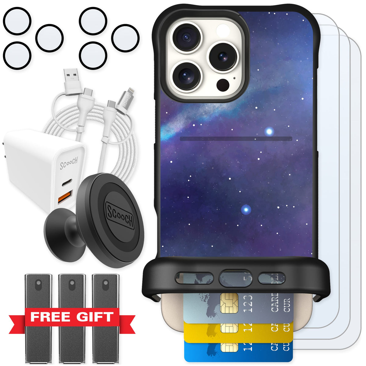 Scooch Wingmate Galaxy for iPhone 16 Pro Max — Ultimate Bundle