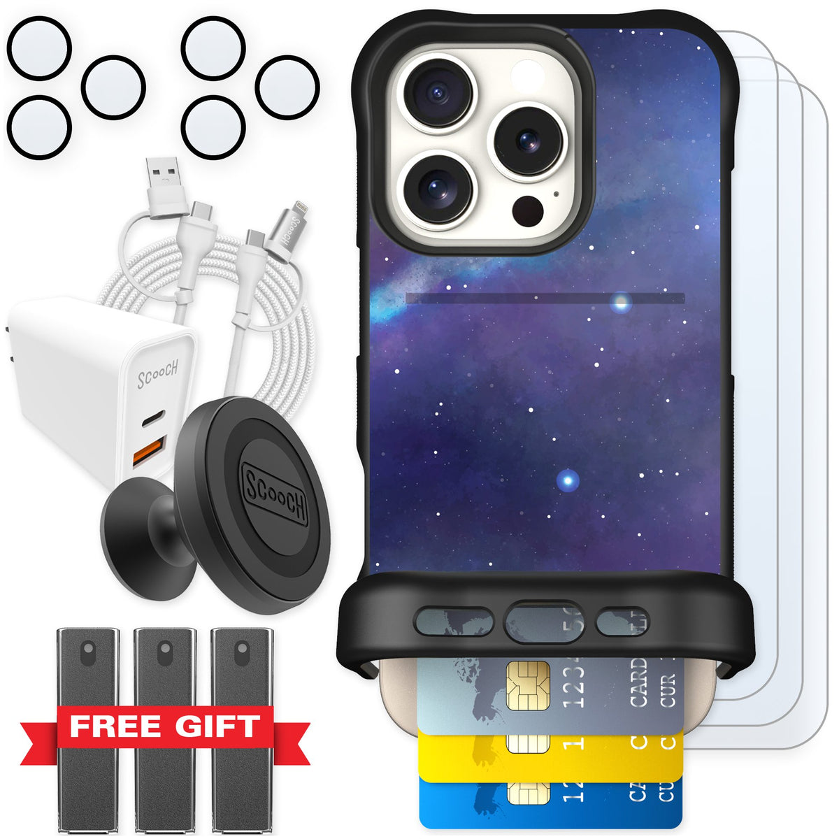 Scooch Wingmate Galaxy for iPhone 16 Pro — Ultimate Bundle