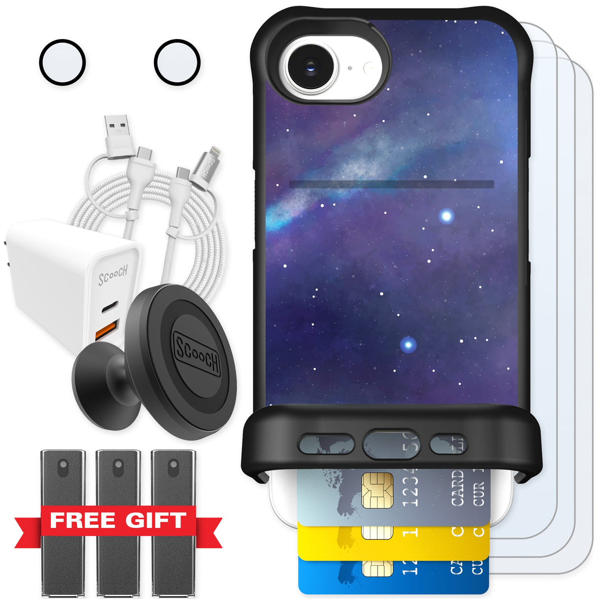 Scooch Wingmate Galaxy for iPhone 16e — Ultimate Bundle