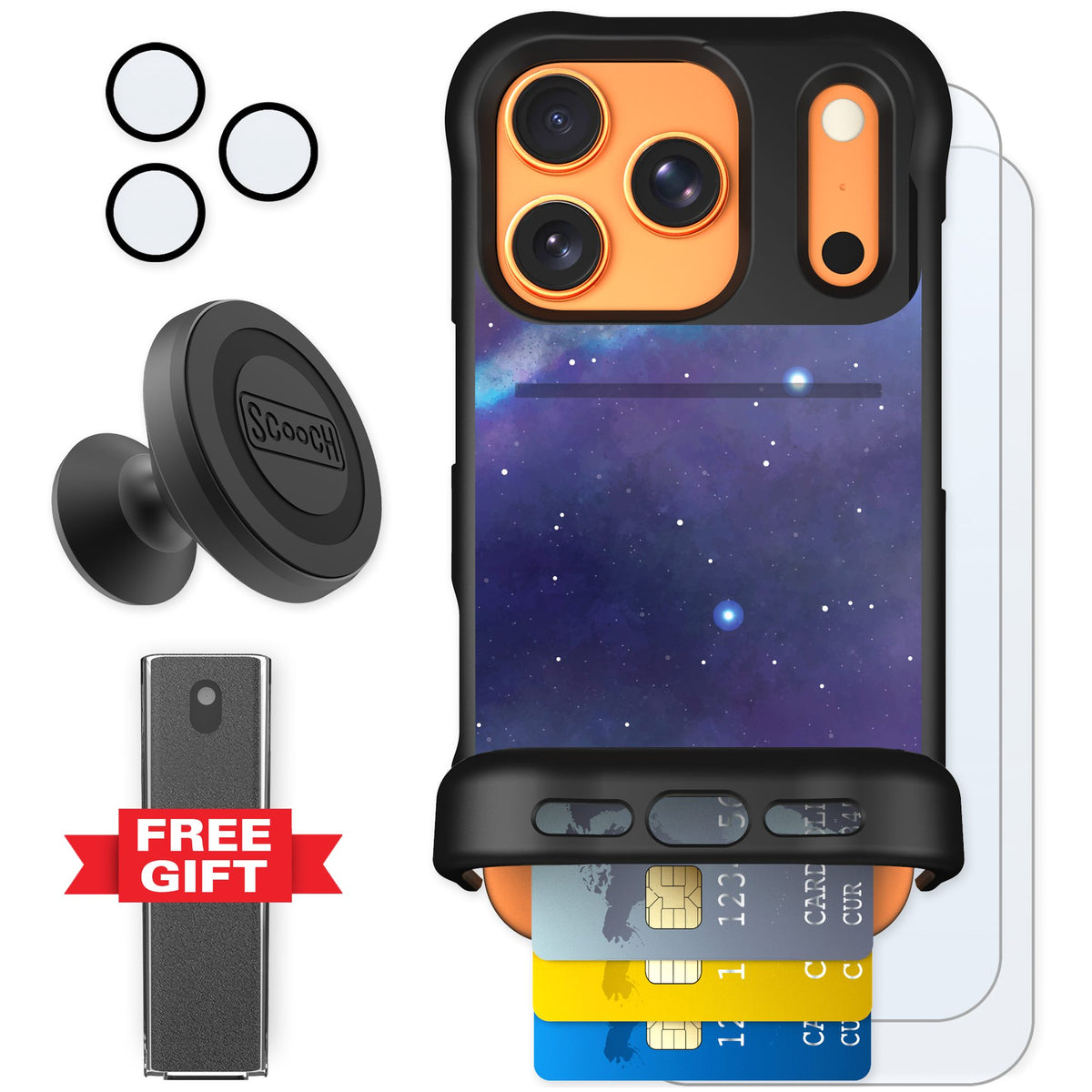 Scooch Wingmate Galaxy for iPhone 17 Pro — Defender Bundle