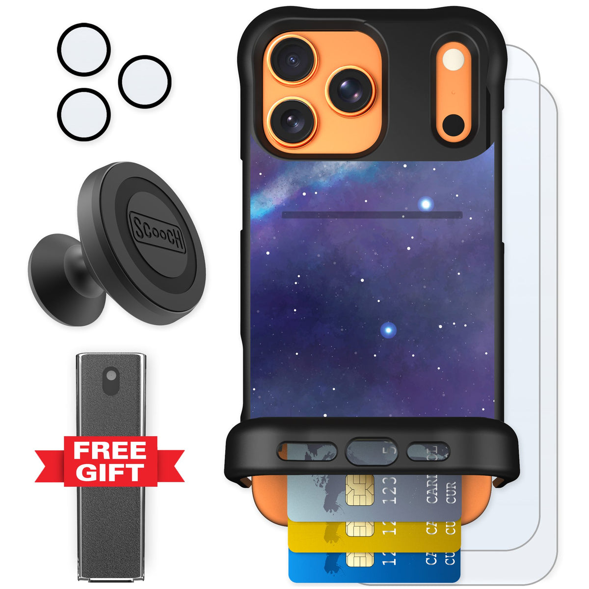 Scooch Wingmate Galaxy for iPhone 17 Pro Max — Defender Bundle