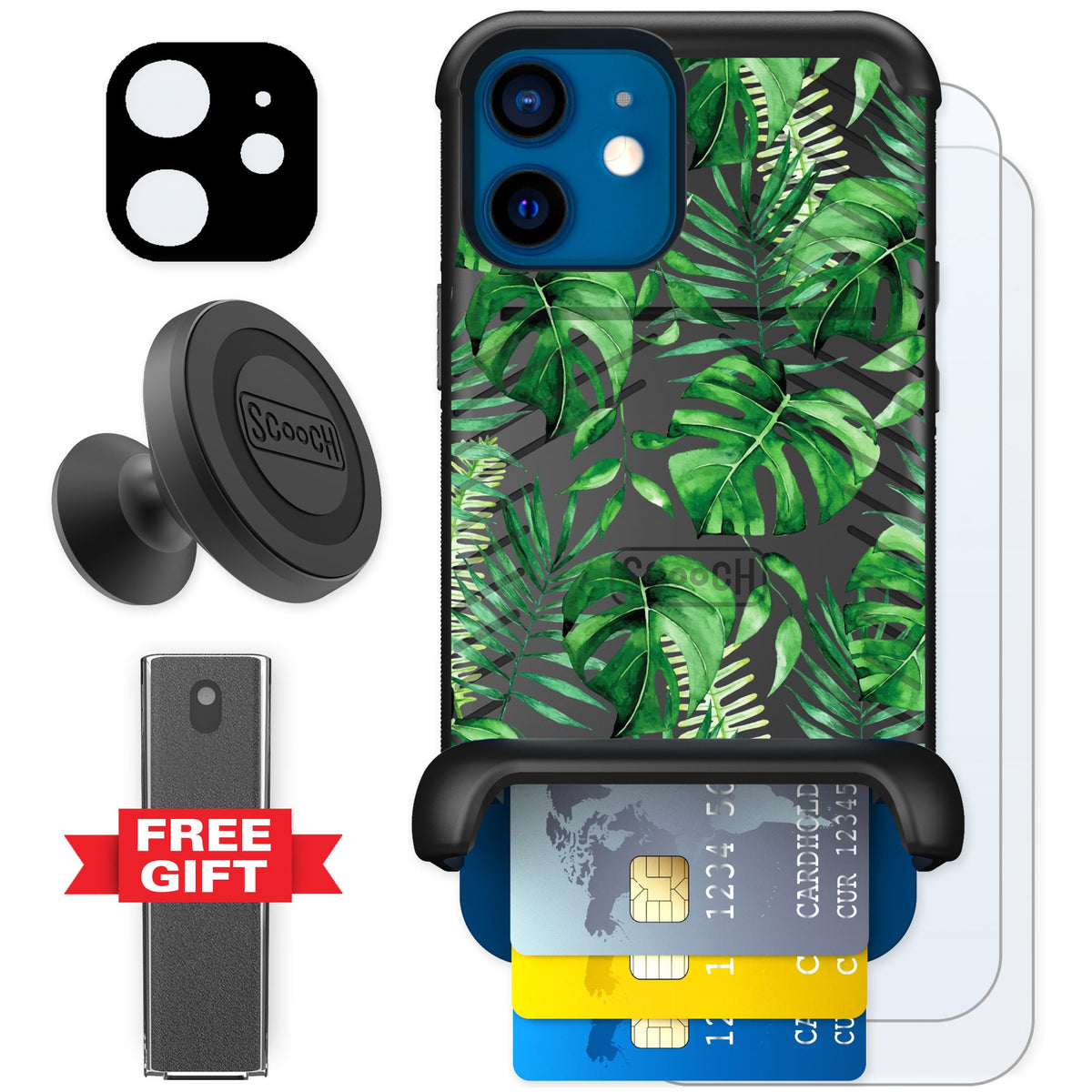 Scooch Wingmate Monstera for iPhone 12 — Defender Bundle