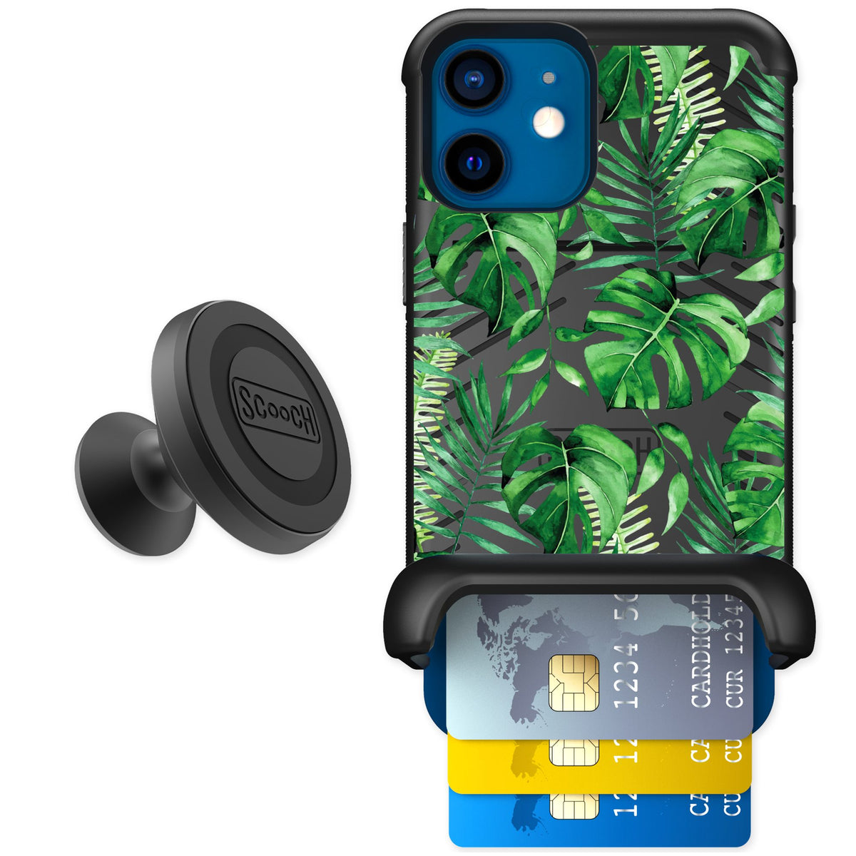 Scooch Wingmate Monstera for iPhone 12 mini — Starter Bundle