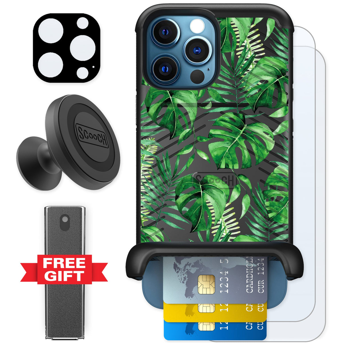 Scooch Wingmate Monstera for iPhone 12 Pro — Defender Bundle