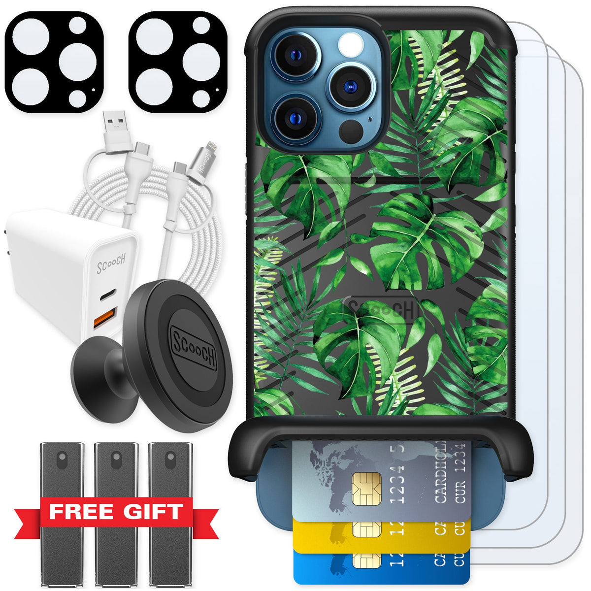 Scooch Wingmate Monstera for iPhone 12 Pro — Ultimate Bundle