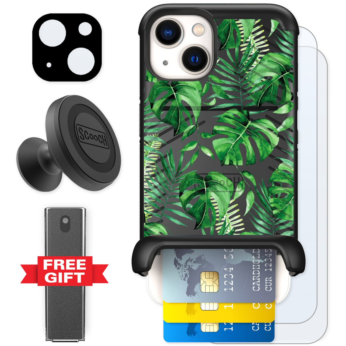 Scooch Wingmate Monstera for iPhone 13 — Defender Bundle