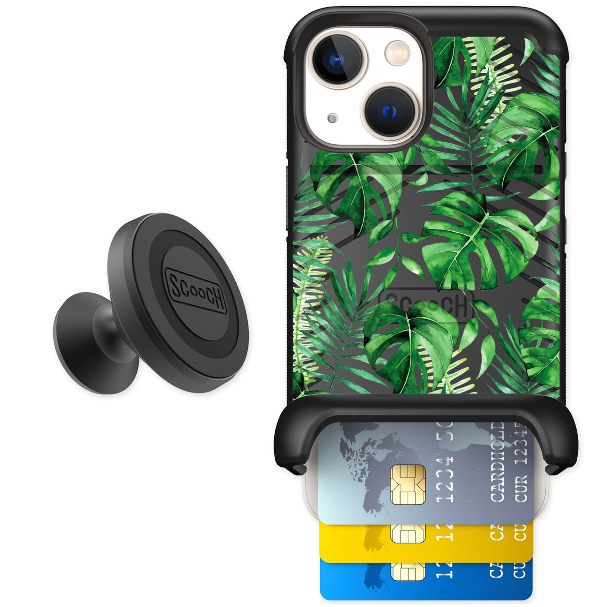 Scooch Wingmate Monstera for iPhone 13 mini — Starter Bundle