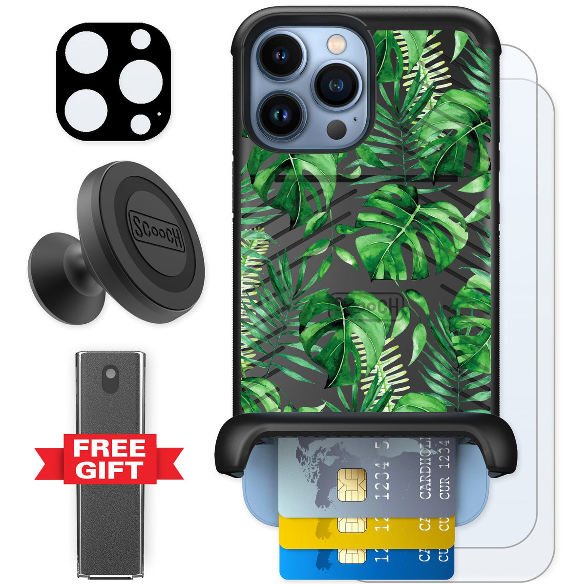 Scooch Wingmate Monstera for iPhone 13 Pro Max — Defender Bundle