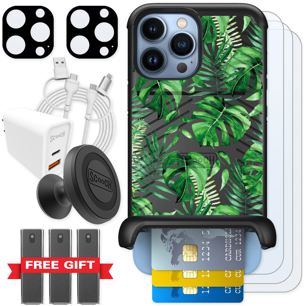 Scooch Wingmate Monstera for iPhone 13 Pro Max — Ultimate Bundle