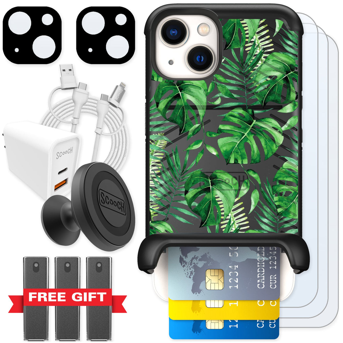 Scooch Wingmate Monstera for iPhone 13 — Ultimate Bundle