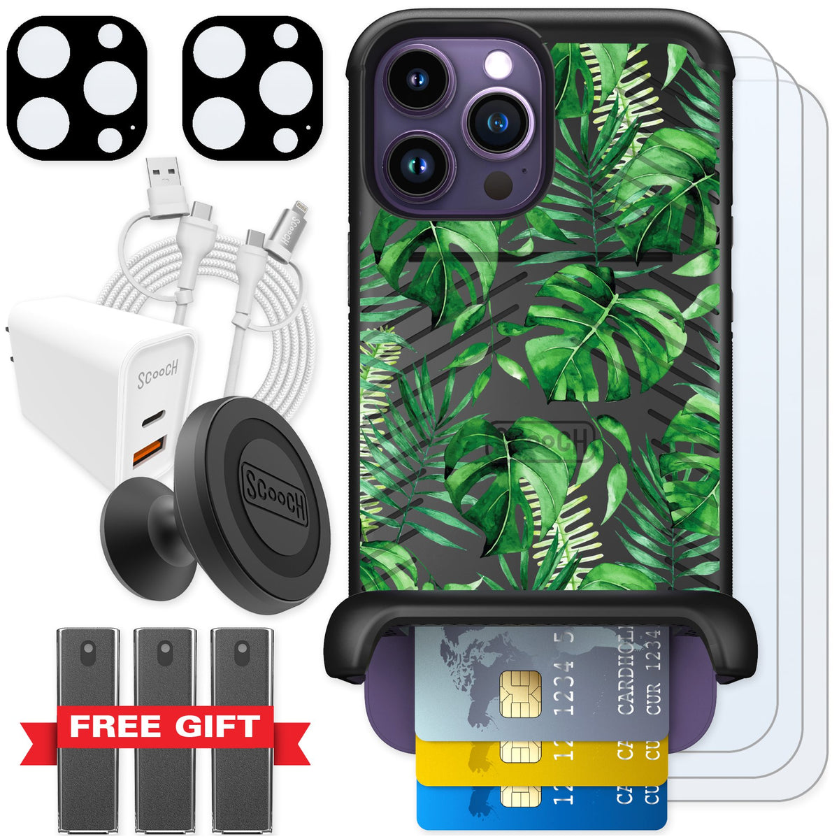 Scooch Wingmate Monstera for iPhone 14 Pro Max — Ultimate Bundle