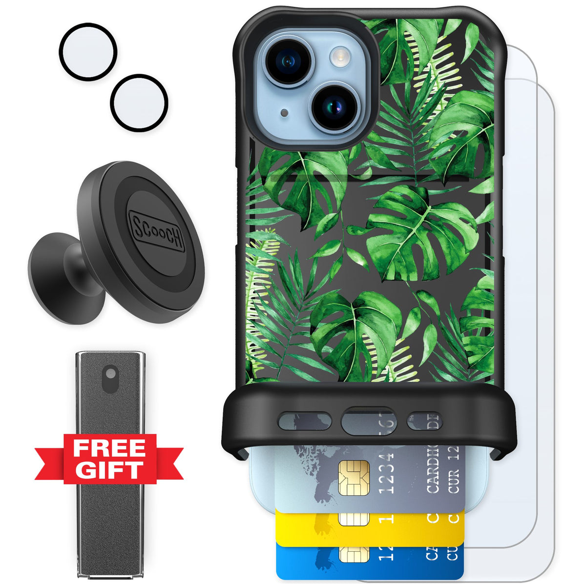 Scooch Wingmate Monstera for iPhone 15 — Defender Bundle