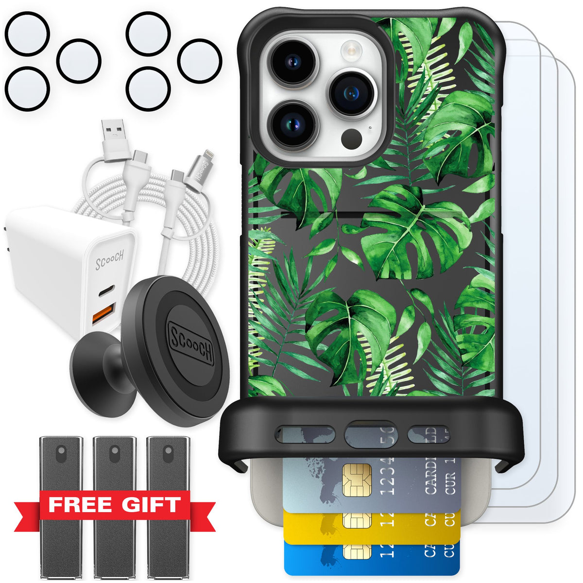 Scooch Wingmate Monstera for iPhone 15 Pro Max — Ultimate Bundle
