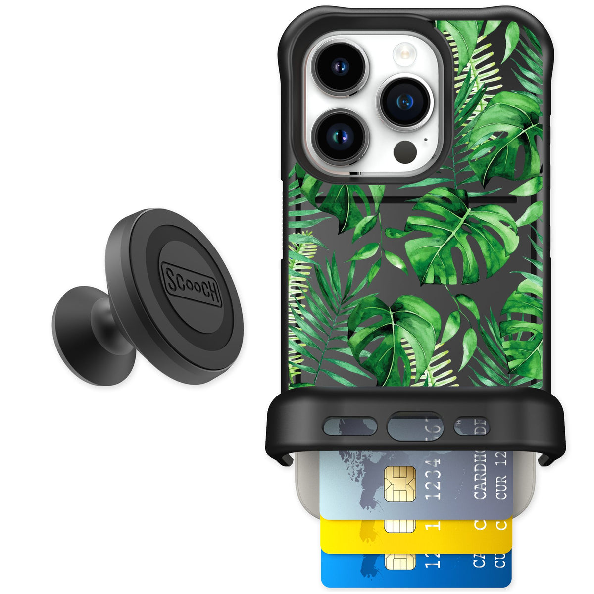 Scooch Wingmate Monstera for iPhone 15 Pro — Starter Bundle