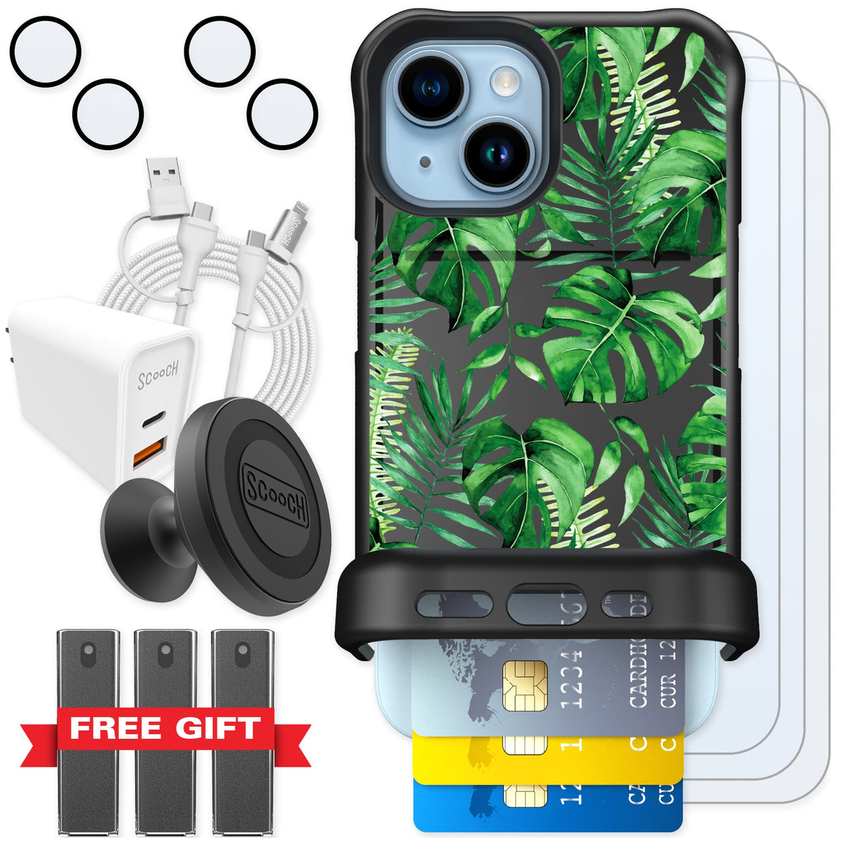 Scooch Wingmate Monstera for iPhone 15 — Ultimate Bundle