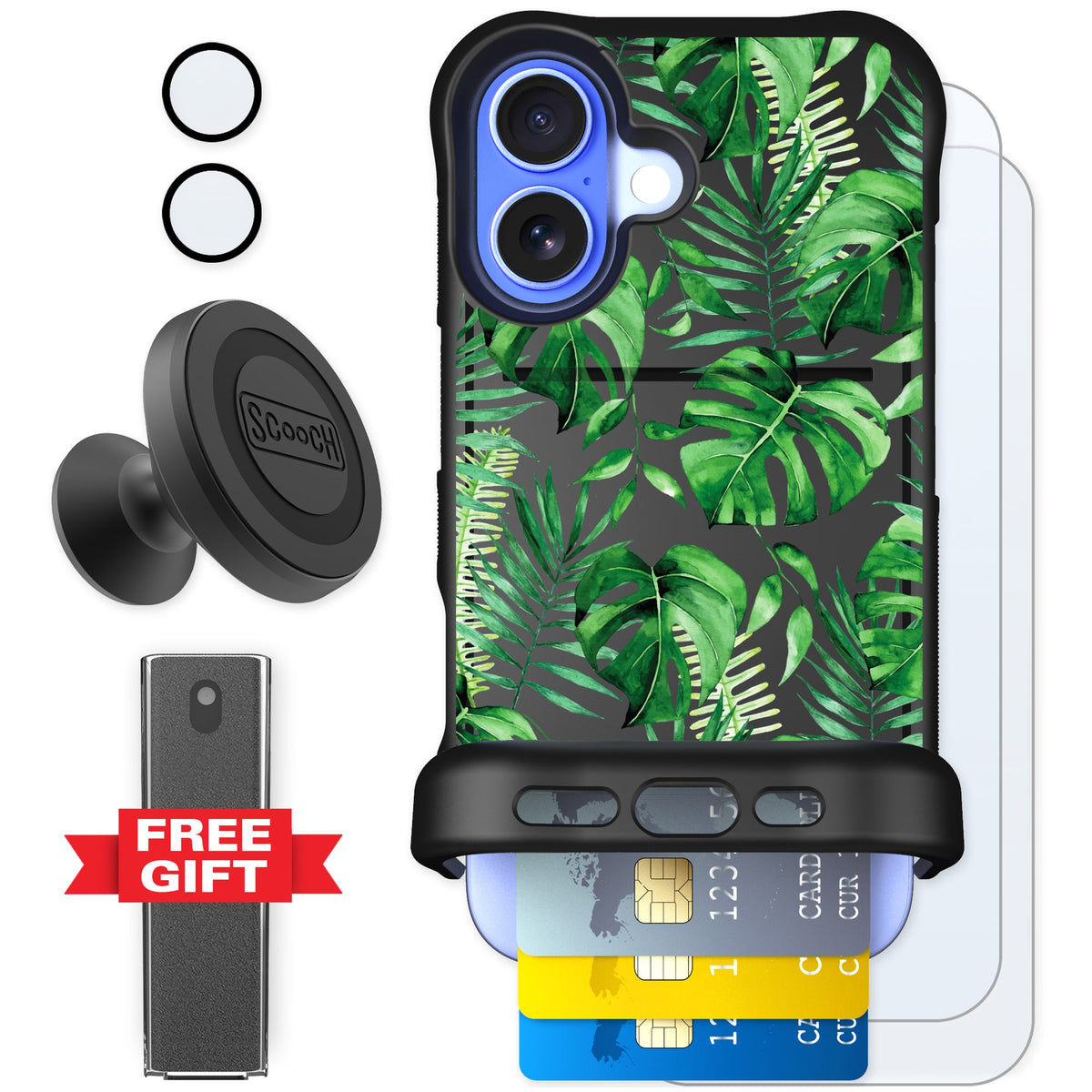 Scooch Wingmate Monstera for iPhone 16 — Defender Bundle