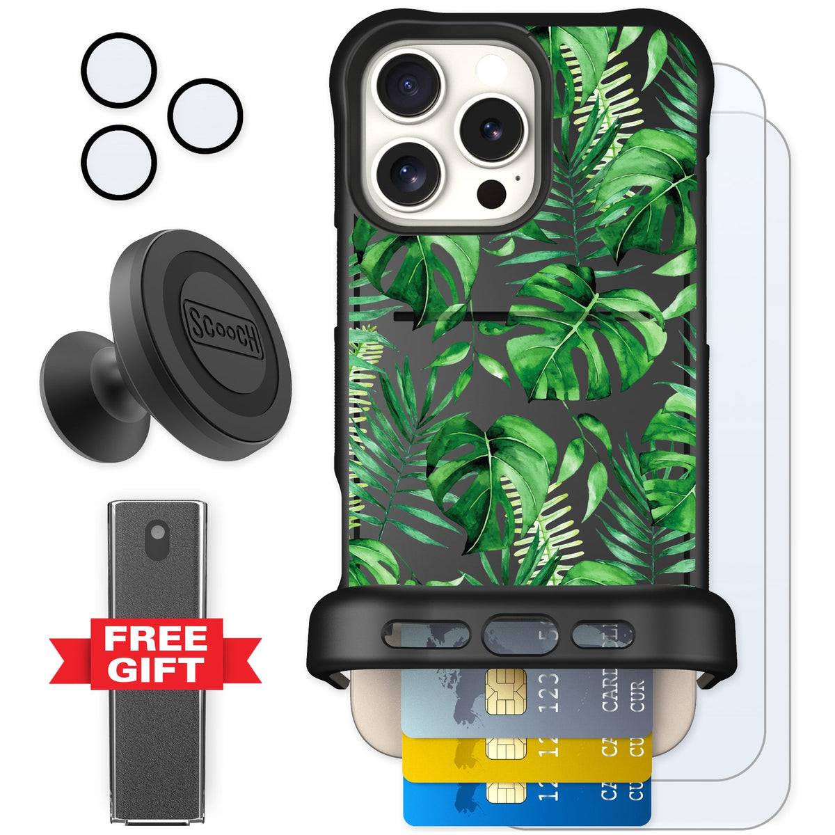 Scooch Wingmate Monstera for iPhone 16 Pro Max — Defender Bundle