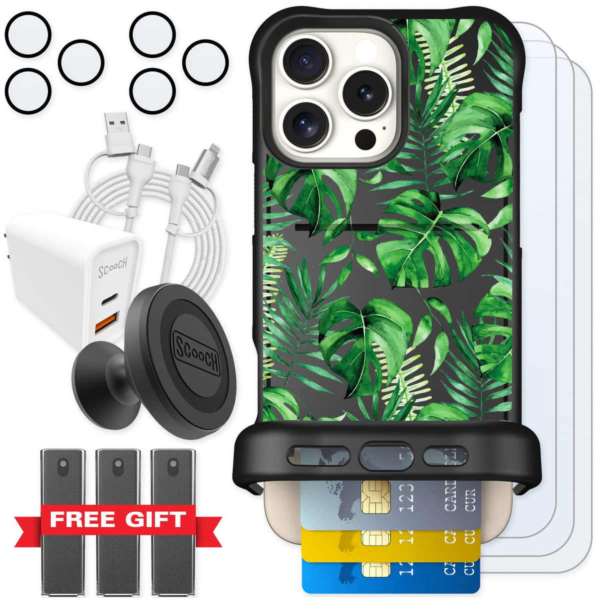 Scooch Wingmate Monstera for iPhone 16 Pro Max — Ultimate Bundle