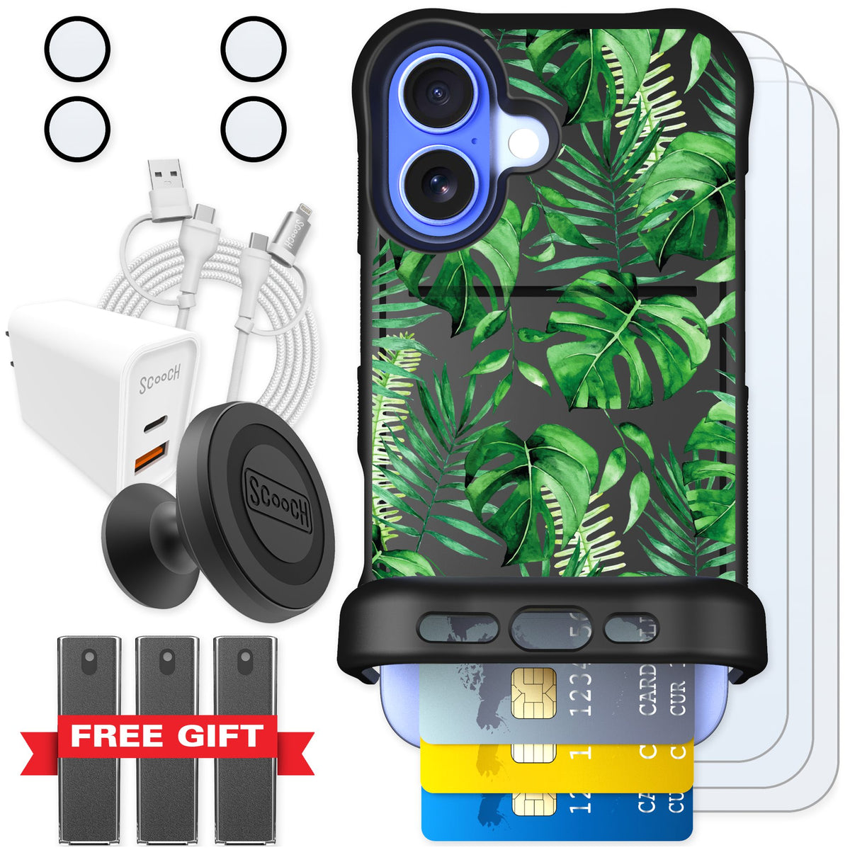 Scooch Wingmate Monstera for iPhone 16 — Ultimate Bundle