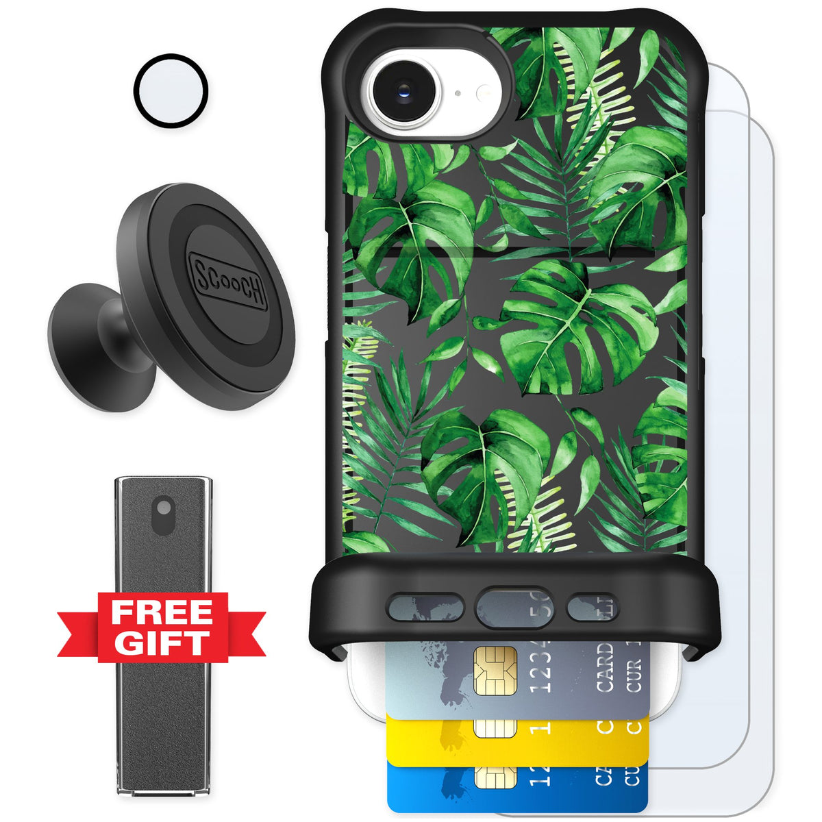 Scooch Wingmate Monstera for iPhone 16e — Defender Bundle