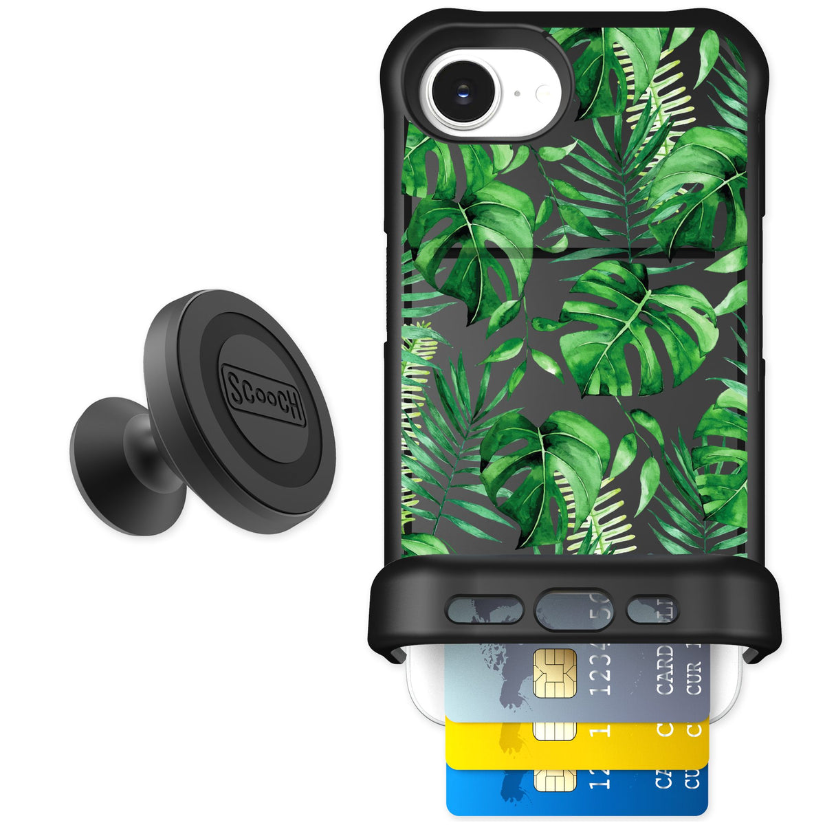 Scooch Wingmate Monstera for iPhone 16e — Starter Bundle