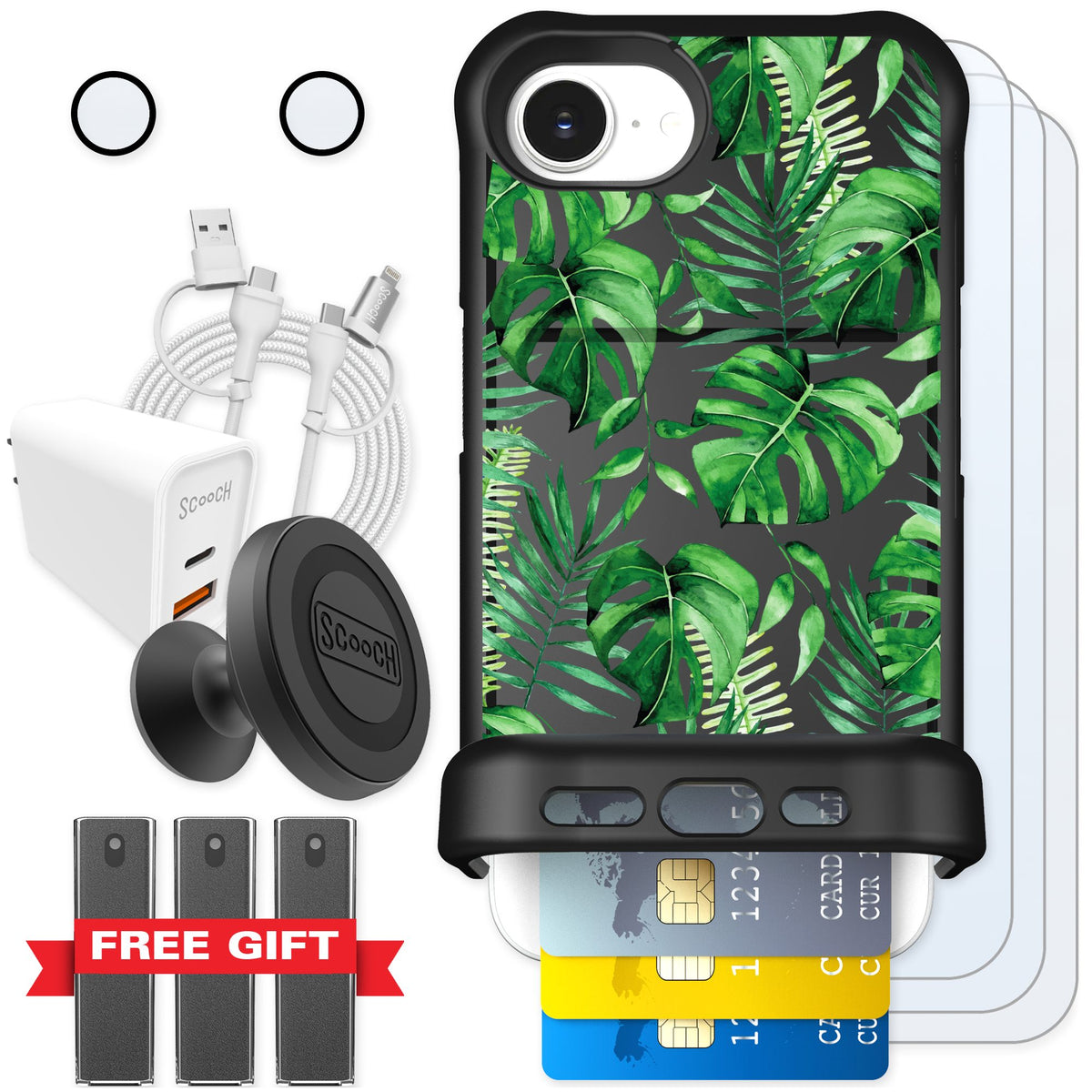 Scooch Wingmate Monstera for iPhone 16e — Ultimate Bundle